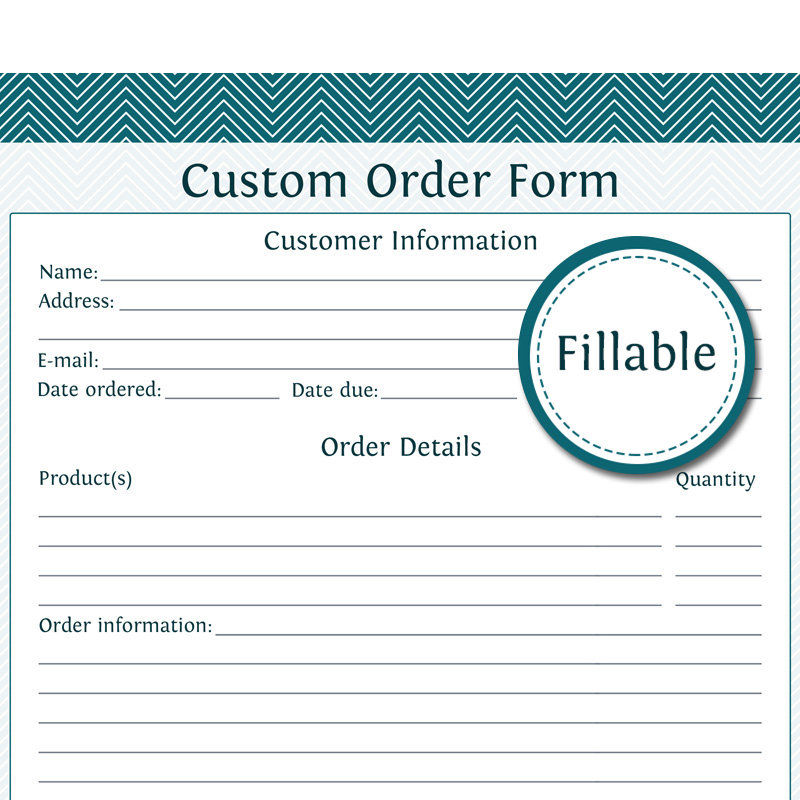 free printable order form template